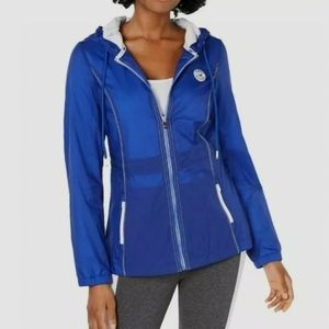 TOMMY HILFIGER SPORT Women's Lightweight Hooded Zip-Up Jacket Blue SMALL